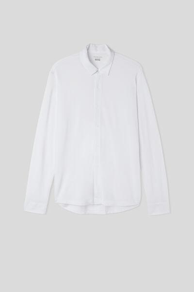 White Silk Modal Pique Shirt, , large image number 2