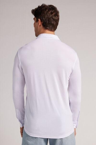 White Silk Modal Pique Shirt, , large image number 3