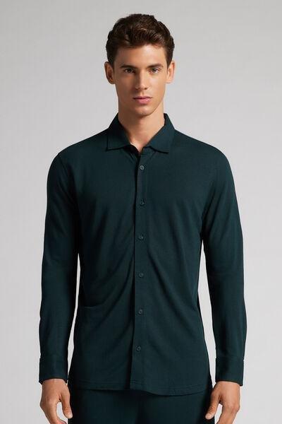 Green Camicia Piquet Soft Silk Shirt, , large image number 0