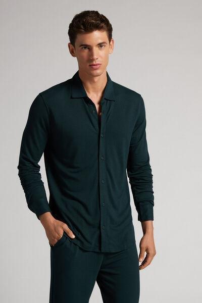 Green Camicia Piquet Soft Silk Shirt, , large image number 1