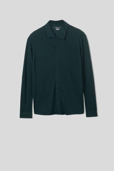 Green Camicia Piquet Soft Silk Shirt, , large image number 2