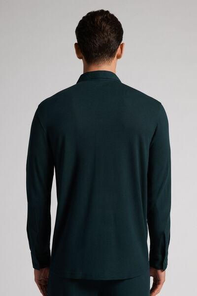 Green Camicia Piquet Soft Silk Shirt, , large image number 3