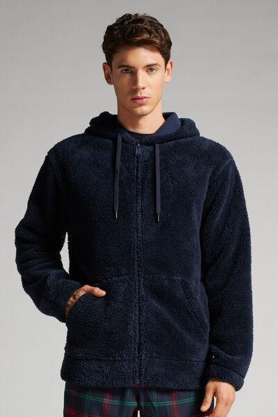 Intimissimi UOMO - Blue Zip-Up Teddy Sweatshirt