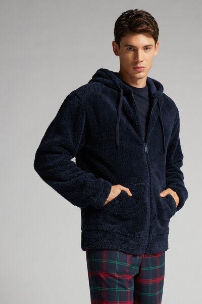 Intimissimi UOMO - Blue Zip-Up Teddy Sweatshirt