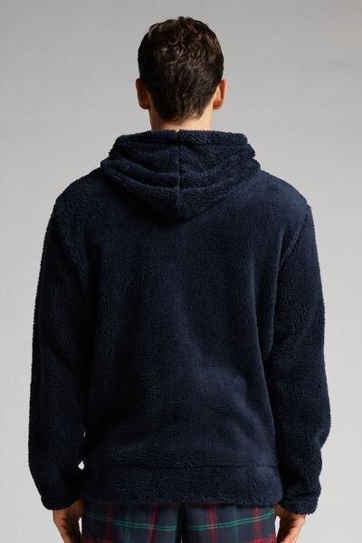 Intimissimi UOMO - Blue Zip-Up Teddy Sweatshirt