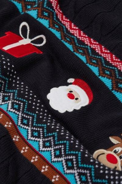 Blue - 800 - Midnight Blue Father Christmas and Reindeer Christmas Jumper, , large image number 4