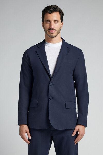 Blue Cotton And Linen Canvas Jacket, , medium