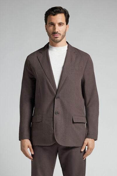 Brown Cotton And Linen Canvas Jacket, B601_901J, medium