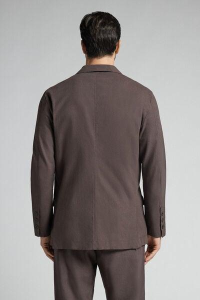 Brown Cotton And Linen Canvas Blazer, , large image number 3