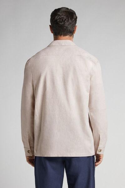 Ecru Linen And Cotton Safari Jacket, , large image number 3