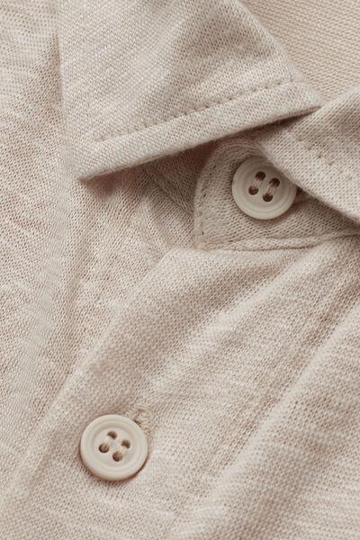 Beige Long Sleeve 100% Soft Linen Shirt, B601_959I, large image number 4