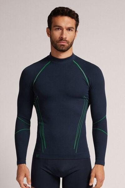 Blue Long-Sleeved Technical Sports Top, , large image number 0