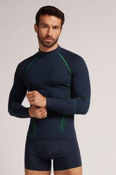 Blue Long-Sleeved Technical Sports Top, , large image number 2