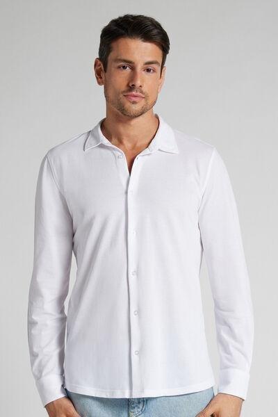 White Long Sleeve Cotton Shirt, White, large image number 0