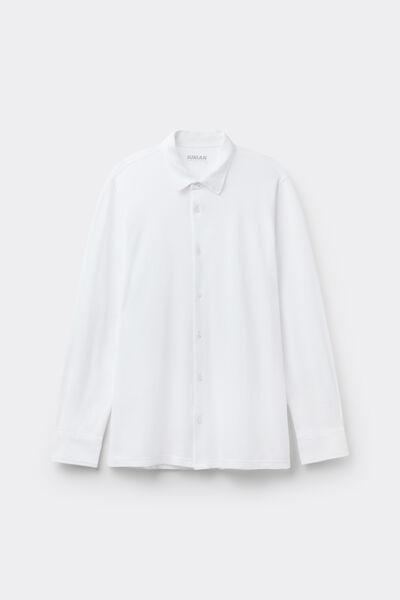 White Long Sleeve Cotton Shirt, White, medium