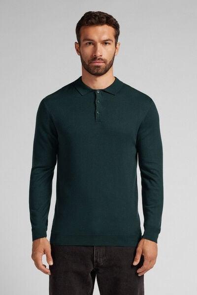 Green Long-Sleeved Jersey Polo Shirt, B601_132J, large image number 0