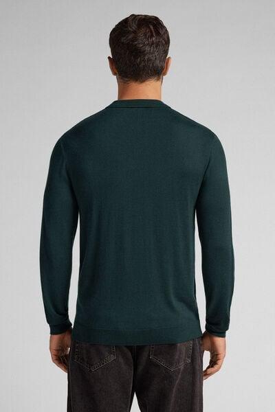 Green Long-Sleeved Jersey Polo Shirt, B601_132J, large image number 3