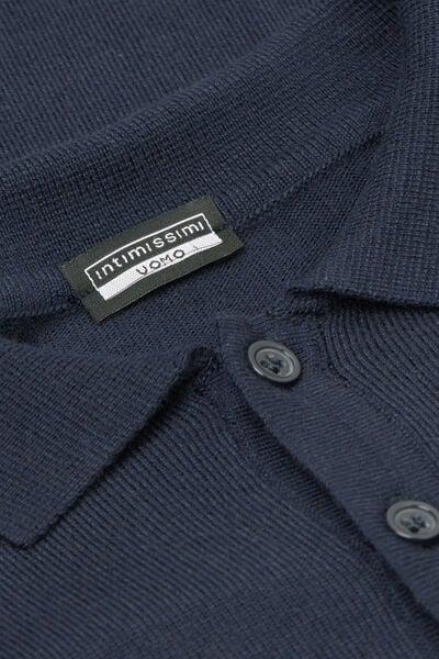 Navy Blend Long-Sleeved Jersey Polo Shirt, Intense Blue, large image number 4