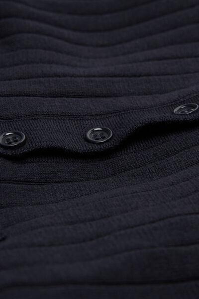 Blue Long-Sleeved Ribbed Polo Top, B601_503J, large image number 4