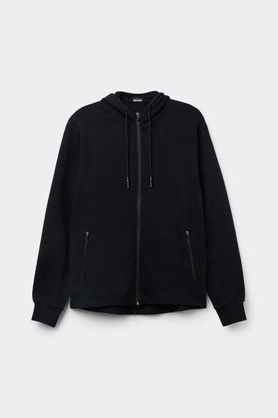 Black Zip-Up Sweatshirt, Black, medium