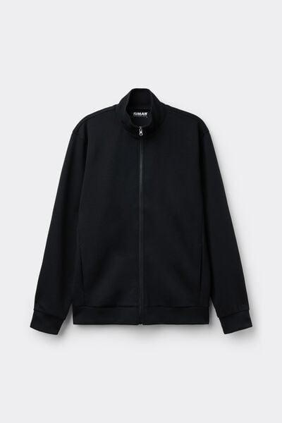 Black Zip-Up Technical Sweatshirt, Black, large image number 2