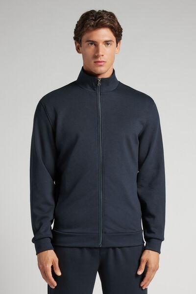 Navy Zip-Up Technical Sweatshirt, Midnight Blue, large image number 0