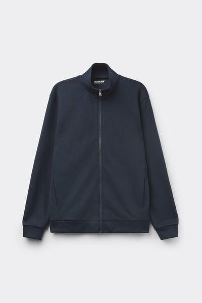 Navy Zip-Up Technical Sweatshirt, Midnight Blue, large image number 2