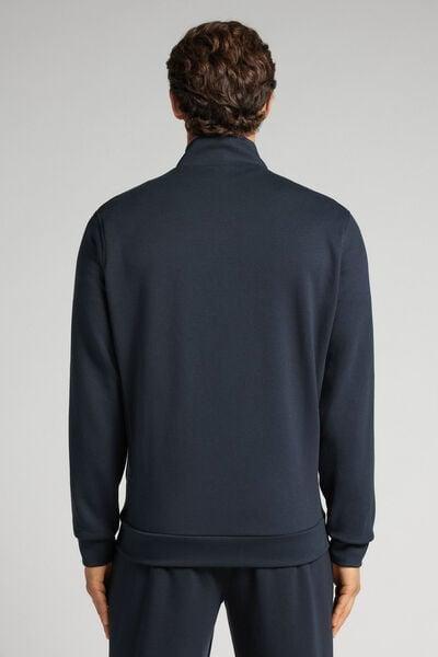 Navy Zip-Up Technical Sweatshirt, Midnight Blue, large image number 3