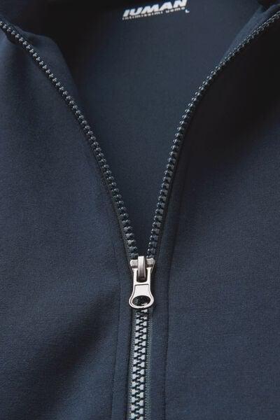 Navy Zip-Up Technical Sweatshirt, Midnight Blue, large image number 4
