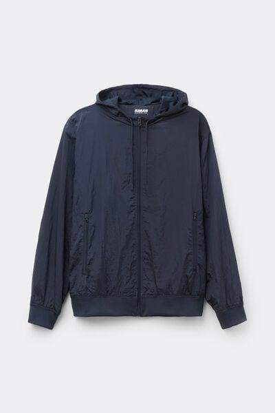 Navy Shine Hooded Bomber Jacket, Intense Blue, large image number 2