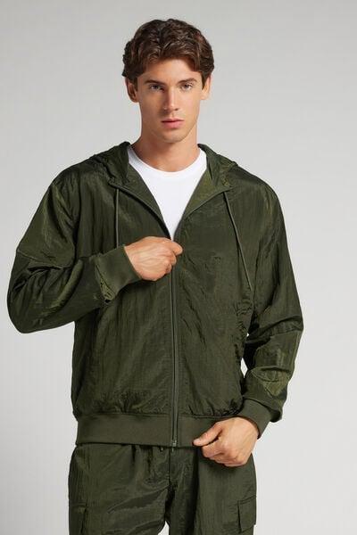 Green Shine Hooded Bomber Jacket, B601_790J, large image number 1