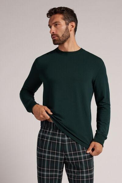 Green Long-Sleeved Modal Fleece Top, , large image number 1