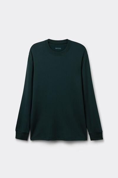 Green Long-Sleeved Modal Fleece Top, , large image number 2