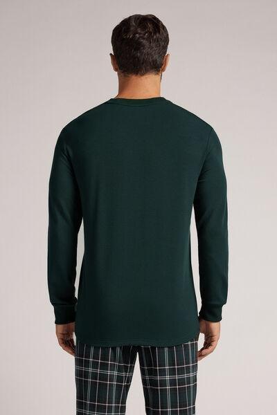 Green Long-Sleeved Modal Fleece Top, , large image number 3
