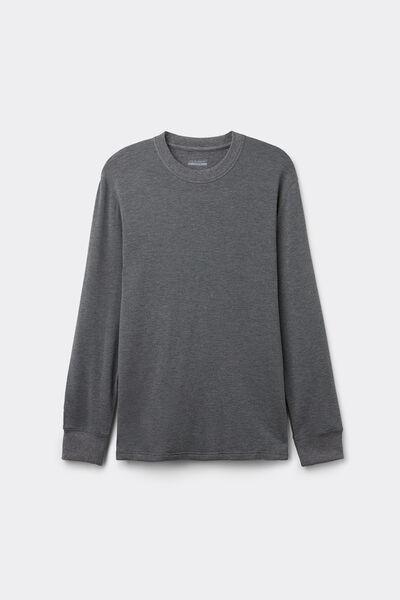 Dark Grey - 5227 - Charcoal Grey Melange Long-Sleeved Modal Fleece Top, , large image number 2
