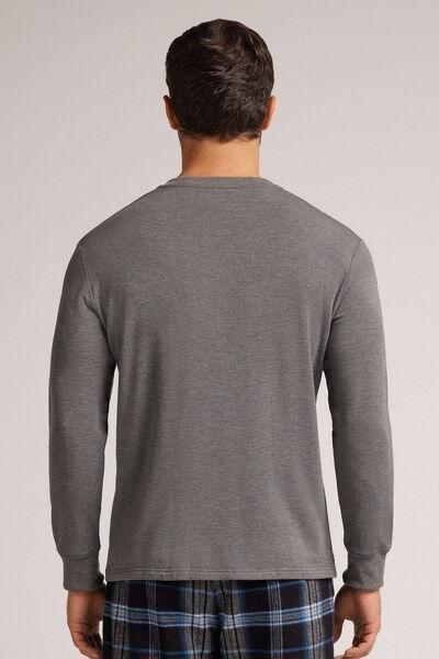Dark Grey - 5227 - Charcoal Grey Melange Long-Sleeved Modal Fleece Top, , large image number 3