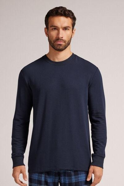 Blue - 800 - Blu Notte Long-Sleeved Modal Fleece Top, , medium