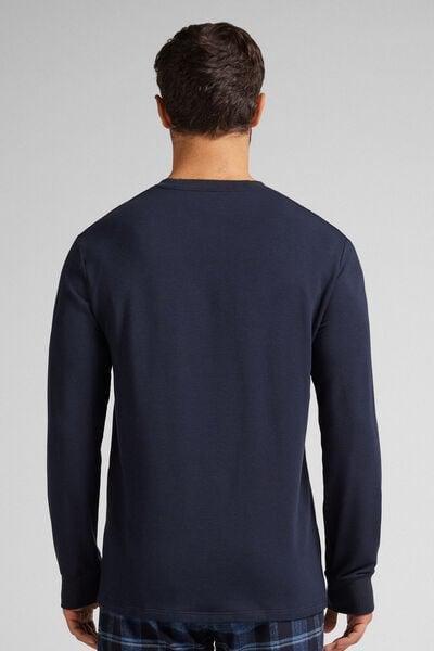 Blue - 800 - Blu Notte Long-Sleeved Modal Fleece Top, Midnight Blue, large image number 3
