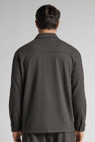 Grey Cloth-Effect Fabric Overshirt Jacket, B601_996J, large image number 3