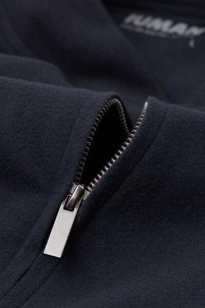 Navy Cloth Effect Fabric Bomber Jacket, B601_011K, large image number 4