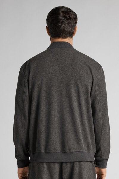 Grey Cloth Effect Fabric Bomber Jacket, B601_996J, large image number 3