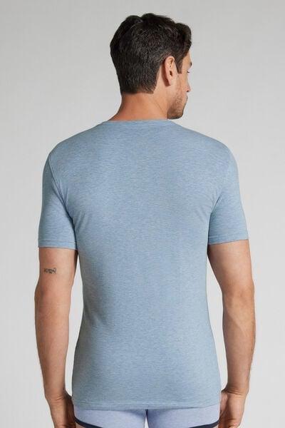 Blue Superior Stretch Cotton T-Shirt, B601_073K, large image number 3