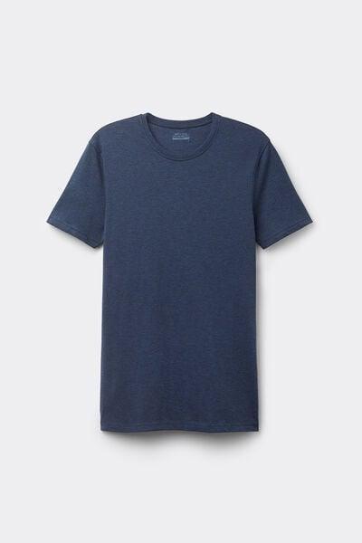 Blue Melange Stretch Superior Cotton T-Shirt, , large image number 1
