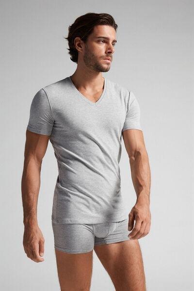 Grey Vneck Superior Cotton T-Shirt, , large image number 1