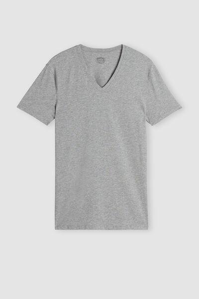 Grey Vneck Superior Cotton T-Shirt, , large image number 2