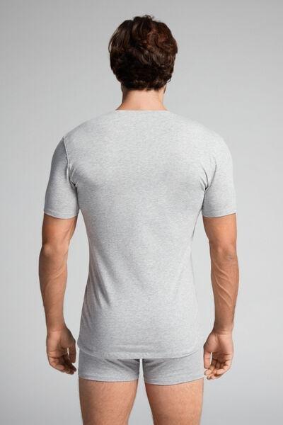 Grey Vneck Superior Cotton T-Shirt, , large image number 3