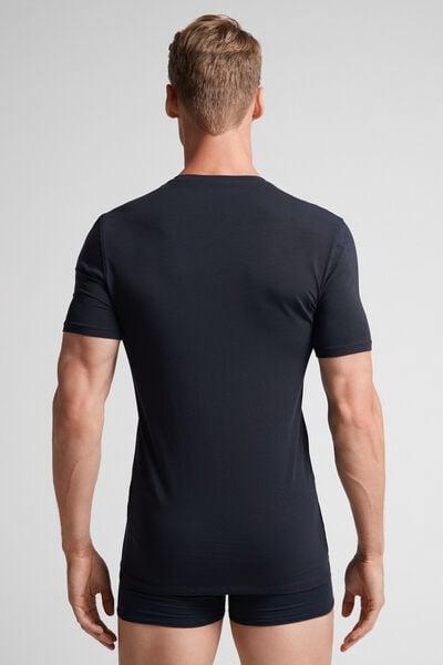 Blue V-Neck Stretch T-Shirt, , large image number 3