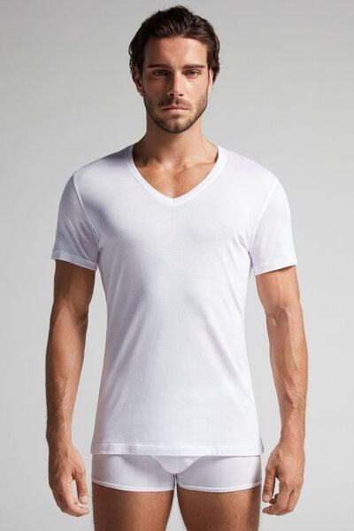 White V-Neck T-Shirt, , large image number 0