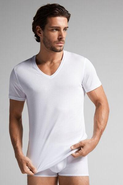White V-Neck T-Shirt, , large image number 1
