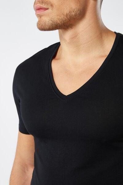Black V-Neck T-Shirt, , large image number 1